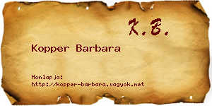 Kopper Barbara névjegykártya